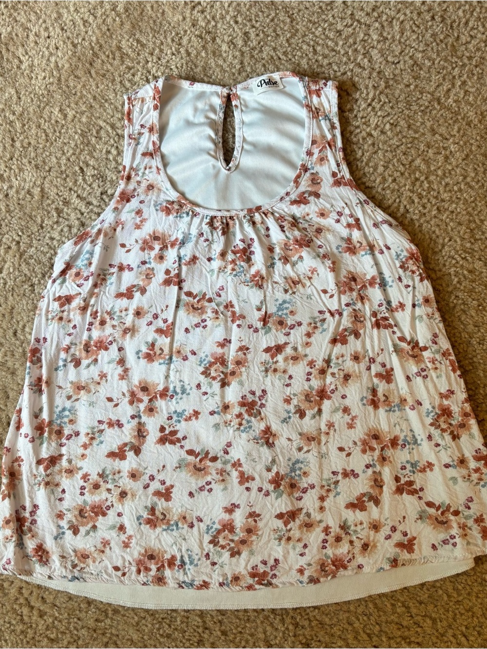 Pulse Boutique Floral Sleeveless Scoop Neck Tank, Size S